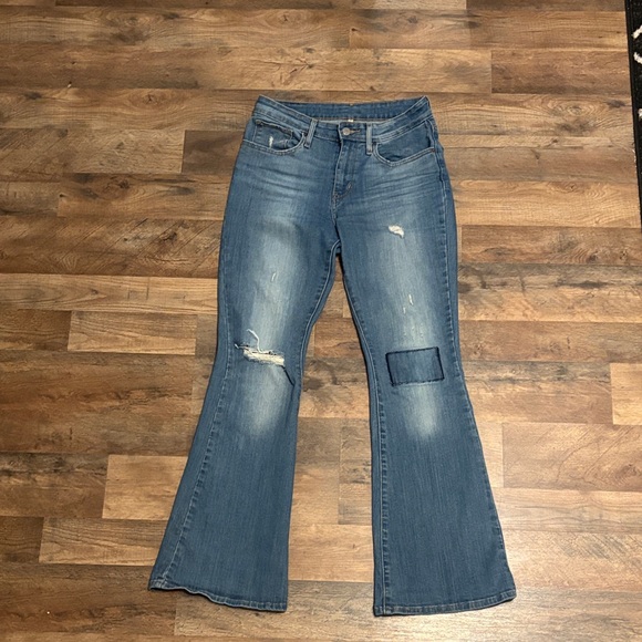 Levi's Denim - Levi's Women's Distressed Blue Boot Cut Jeans